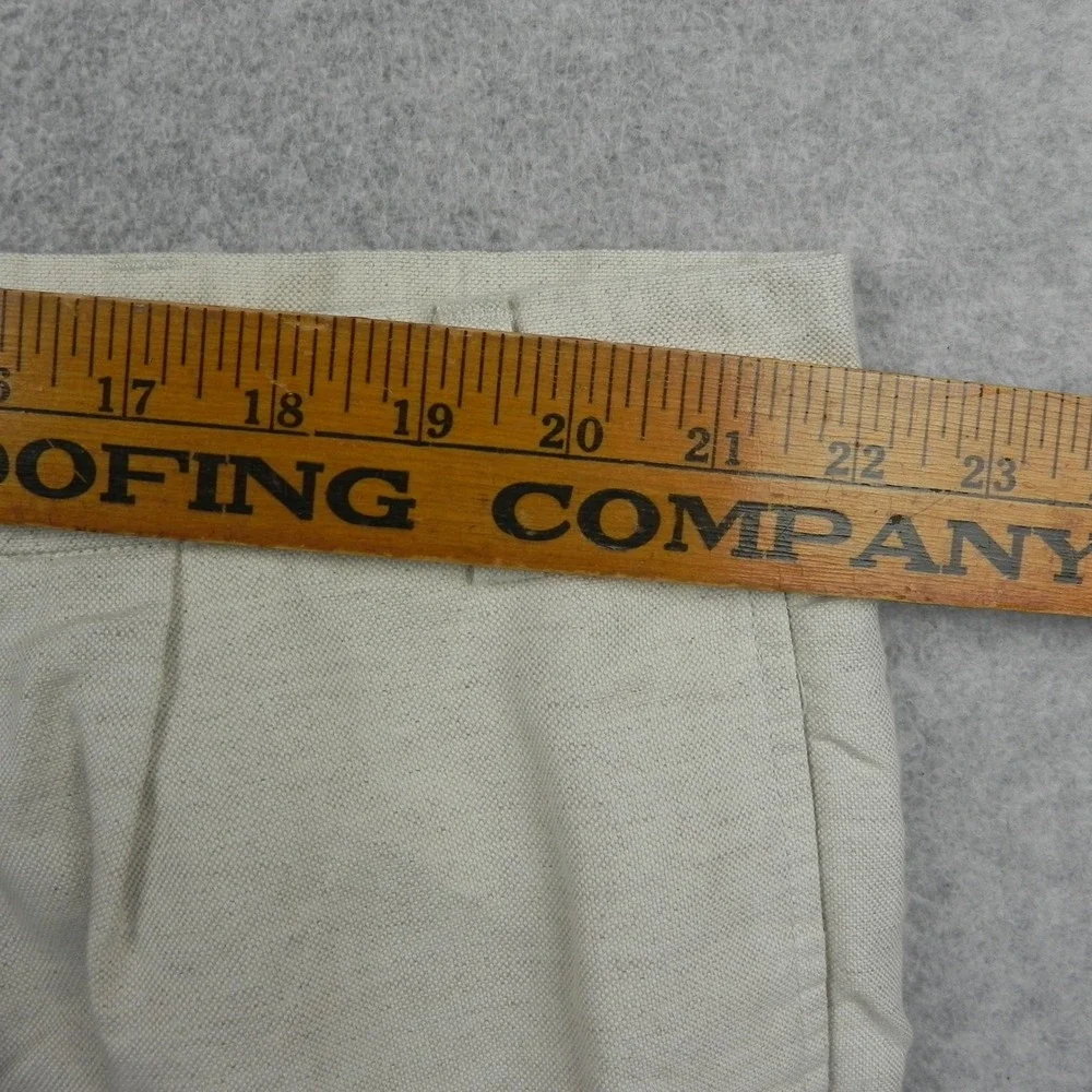 Roundtree & Yorke Pants Mens 44x30 Relaxed Fit Linen Cotton Pleated Cuffed Beige